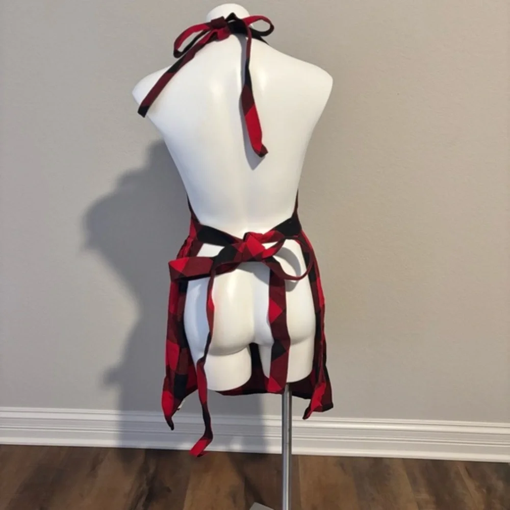 Tag Women One Sz Buffalo Plaid/Check Red Black Apron‎ Pockets Holiday Christmas